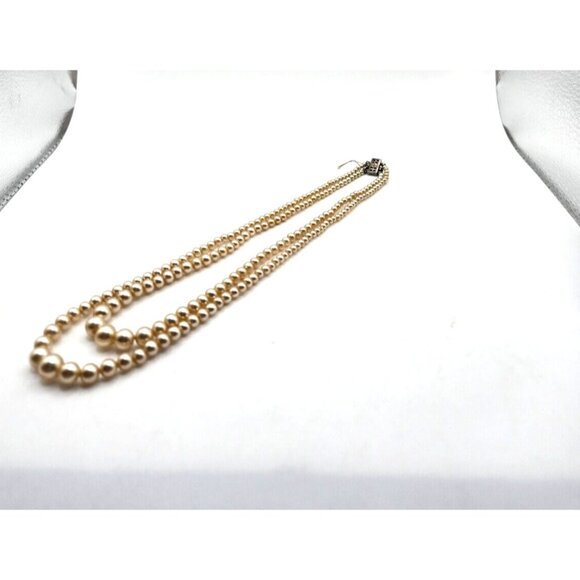 1850s ANTIQUE graduated NATURAL Pearls double strand necklace sterling clasp - Picture 2 of 8